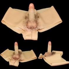 Culotte silicone avec faux pénis Culotte transgenre en silicone huat-élastique Avec poils de pubis