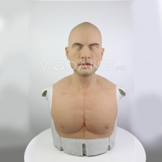 Masque homme réaliste avec faux muscle pectoral pour cosplay ou film Masque intégral de déguisement en silicone