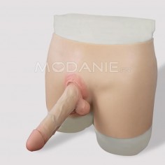 Faux pénis Culotte silicone avec fausse verge amovible Culotte transgenre en silicone huat-élastique 