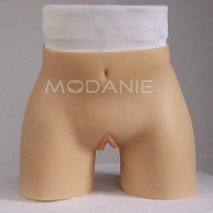 Court pantalon transgenre avec fausse fesse Culotte de féminisation en silicone haut-élastique Avec sondage évacuateur et faux vagin