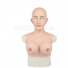 Masque silicone transgenre buste faux sein avec mamelons réalistes Crossdresser mask
