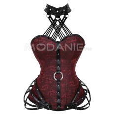 Spécial et sexy corset de style gothique col au cou Corset femme avec armatures en métal et fermeture laçage dans le dos