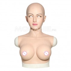 Masque silicone femme avec buste sein artificiel Crossdresser mask female with breast