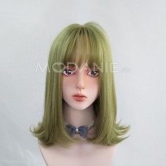 Perruque femme spéciale en verte pour cosplay ou spectacle Cheveux artificiels mi-longue pas cher